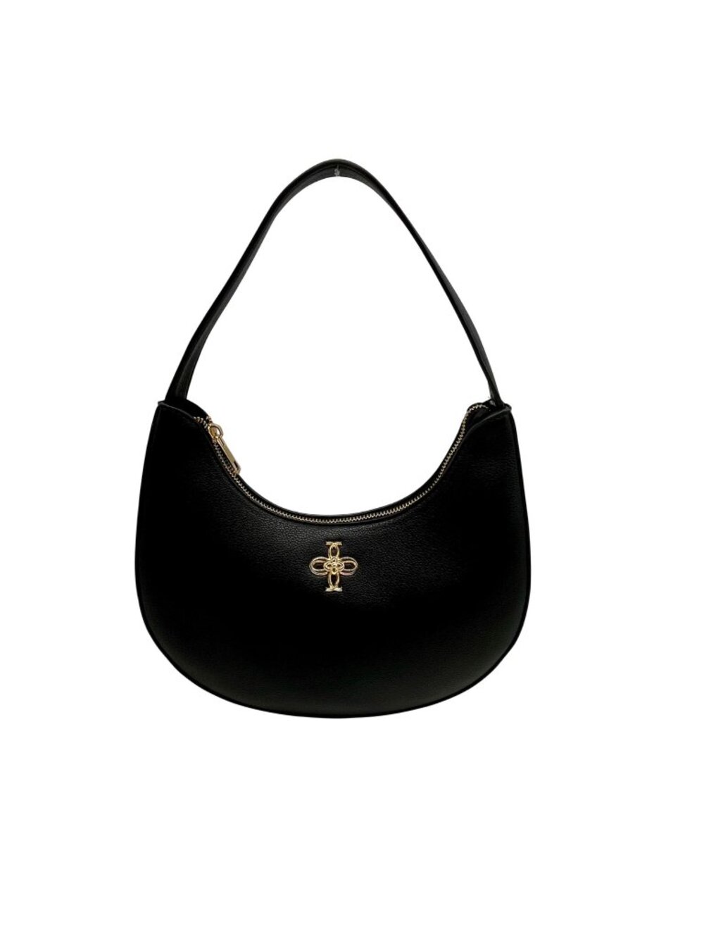Like Dreams Black Faux Leather Noemie Half Moon Shoulder Bag